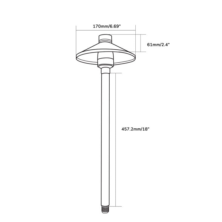Core Elegance Brass Path Light – 6” Wide Shade – 12V