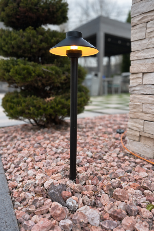 Core Elegance Brass Path Light – 6” Wide Shade – 12V